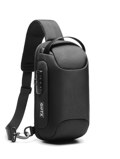 Rucsac antifurt smart, cross-body sling, impermeabil, cu USB si cifru, GIFTX ERGO