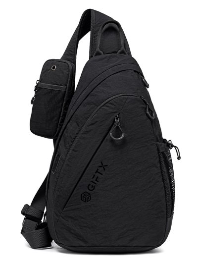 Mini-Rucsac tabletă 11″ cross-body sling, impermeabil la stropi, cu buzunar de telefon detașabil și USB-A + USB-C, GIFTX DROP